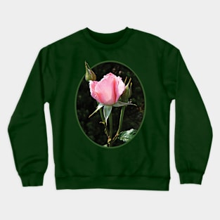 Roses - One Pink Rosebud Crewneck Sweatshirt